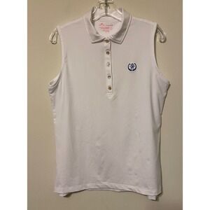 Peter Millar Crown Golf Polo Shirt Women's Large White Sleeveless Stretch Ladies